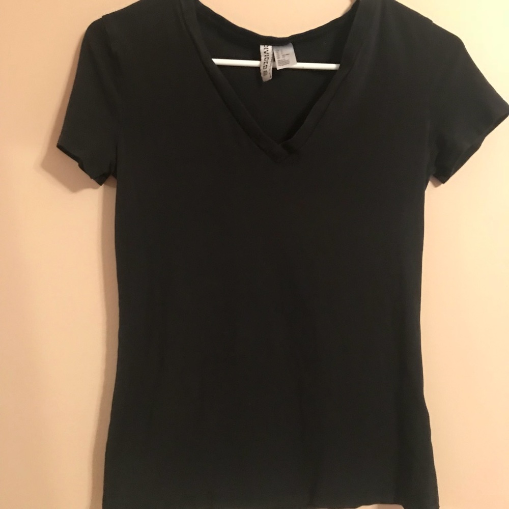 Black, short sleeve, v-neck shirt
